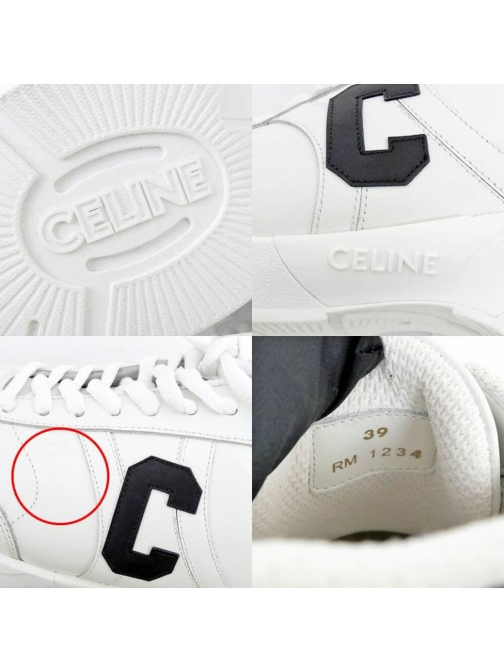 Celine Sneakers White Black 35929 Size 39 Shoes - Picture 9 of 10